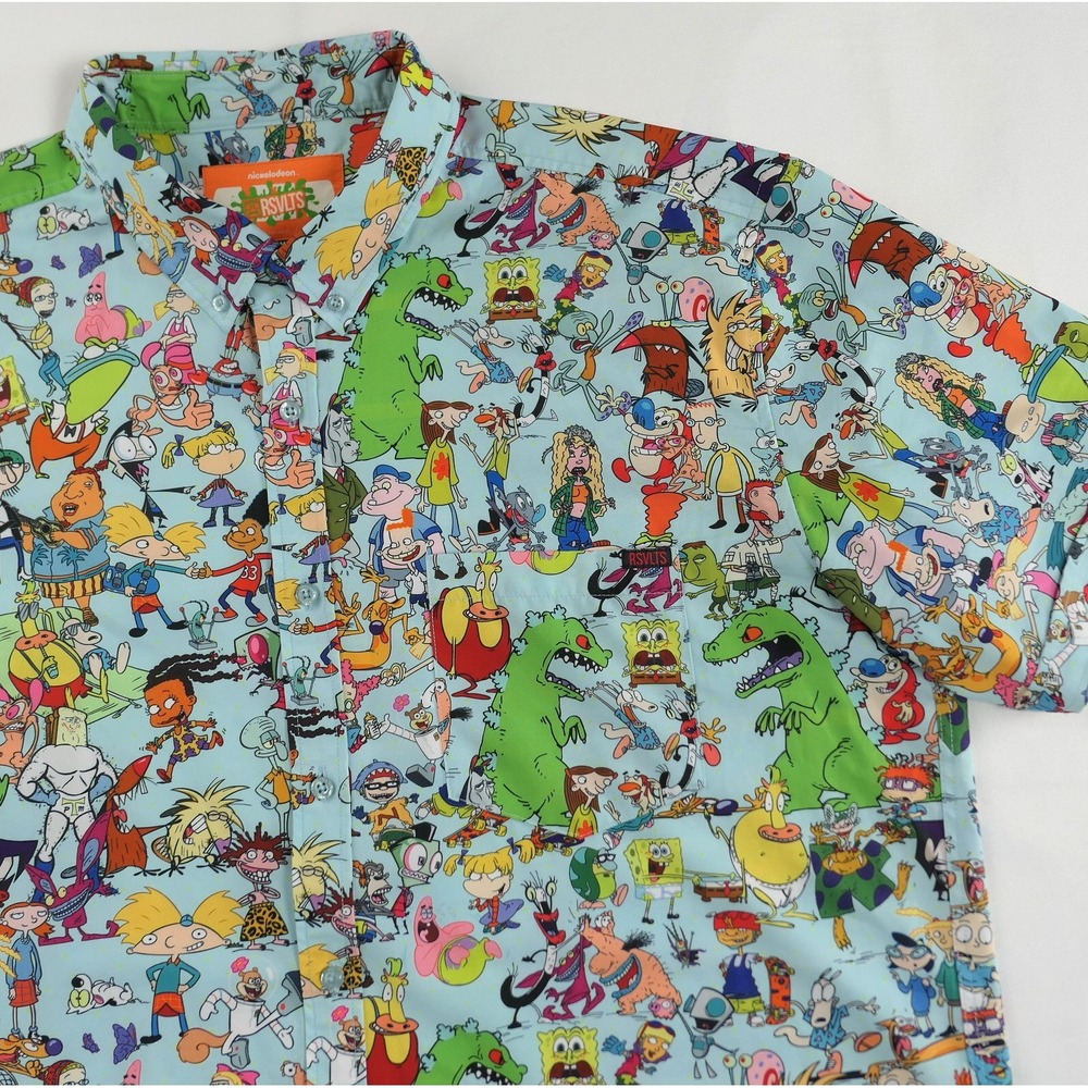 RSVLTS 2XL Nickelodeon 90s Nicktoons Mashup Spongebob Rugrats Ren Stimpy CatDog